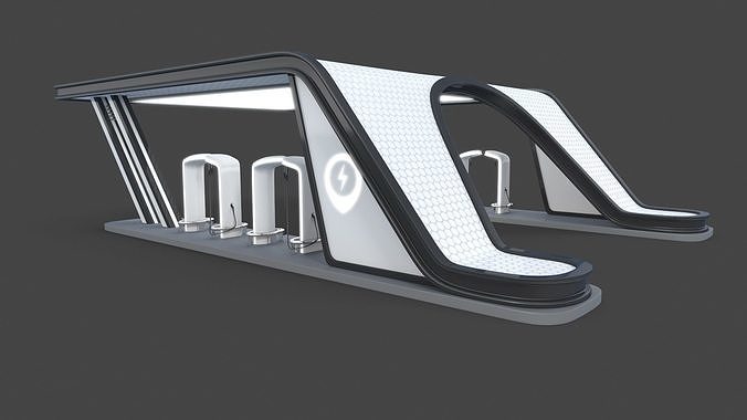 Electric Vehicle Charging Low-poly 3D model
