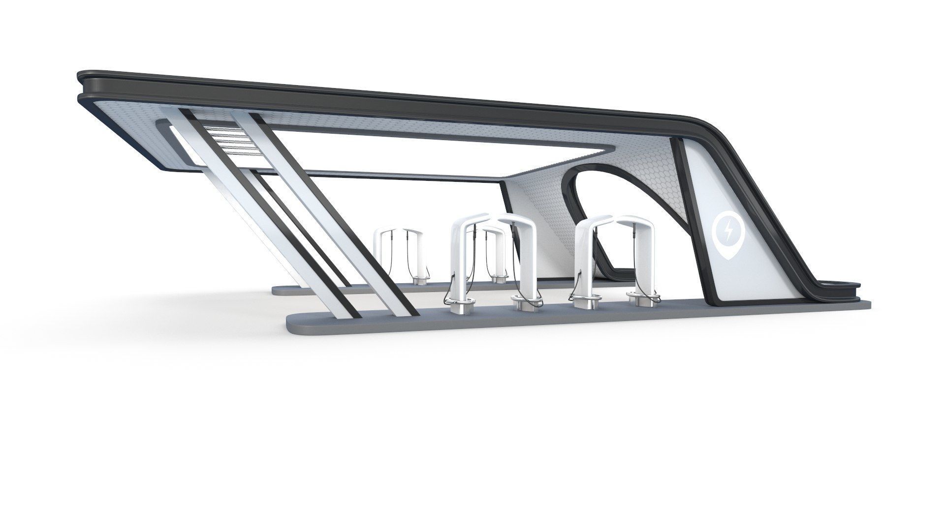 Electric Vehicle Charging Low-poly 3D model_2