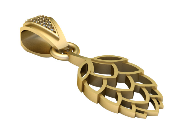 PAINAPPLE GOLD PENDANT  3D print model_2