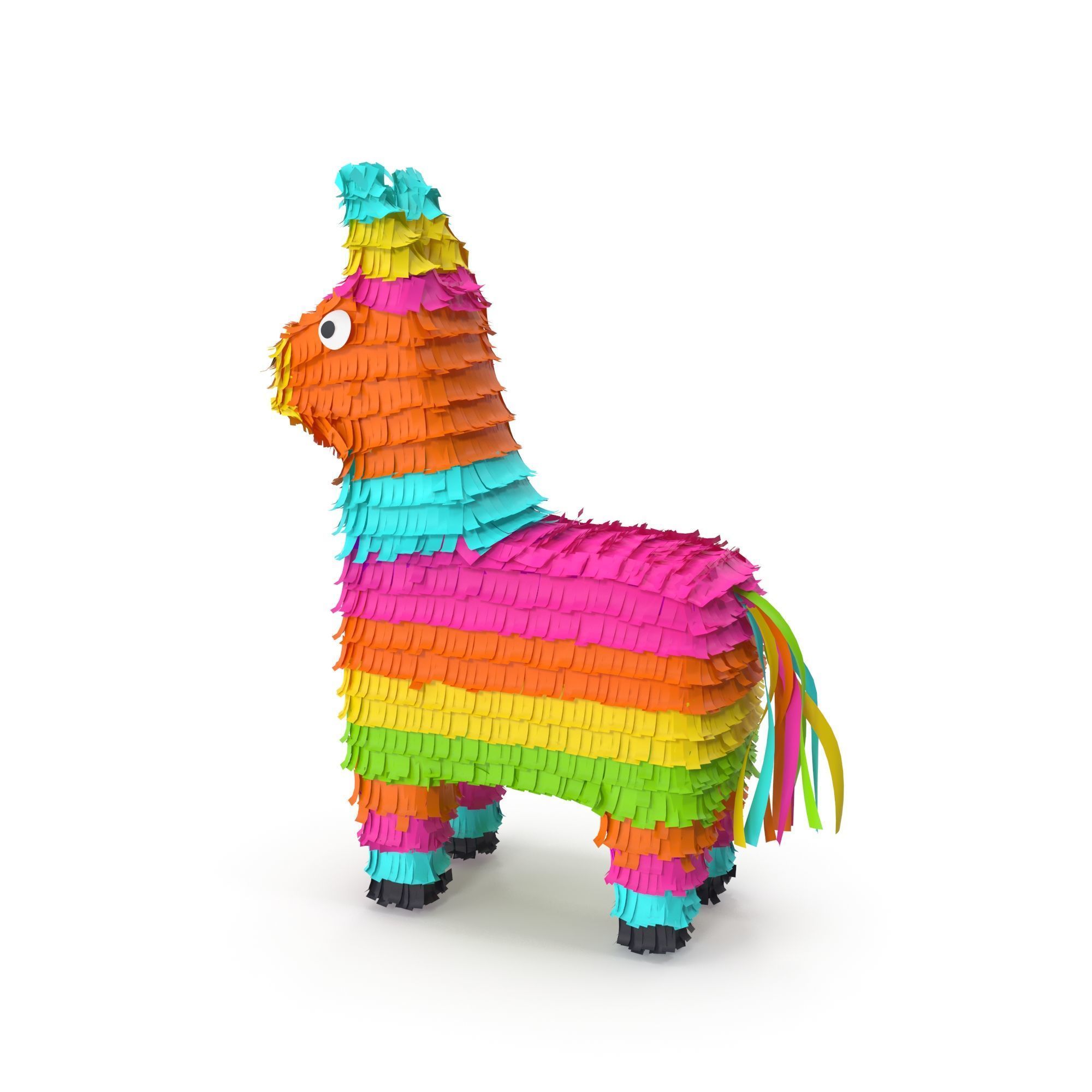 Traditional multi colored Mexican party pinata Donkey 3D model_5
