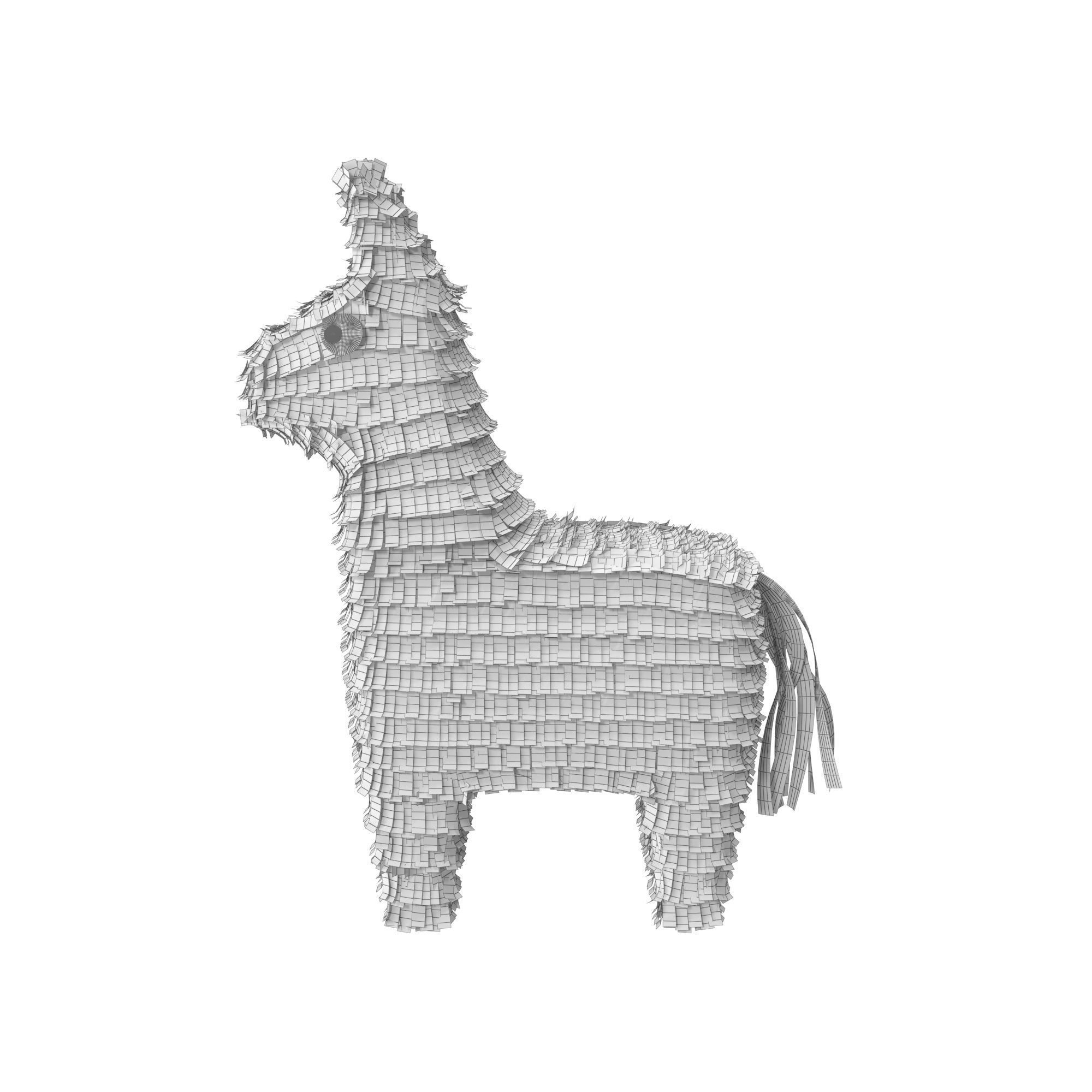 Traditional multi colored Mexican party pinata Donkey 3D model_8