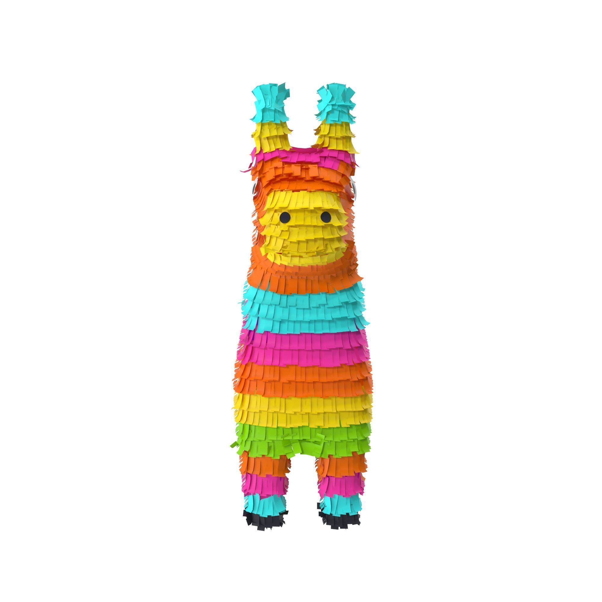Traditional multi colored Mexican party pinata Donkey 3D model_3