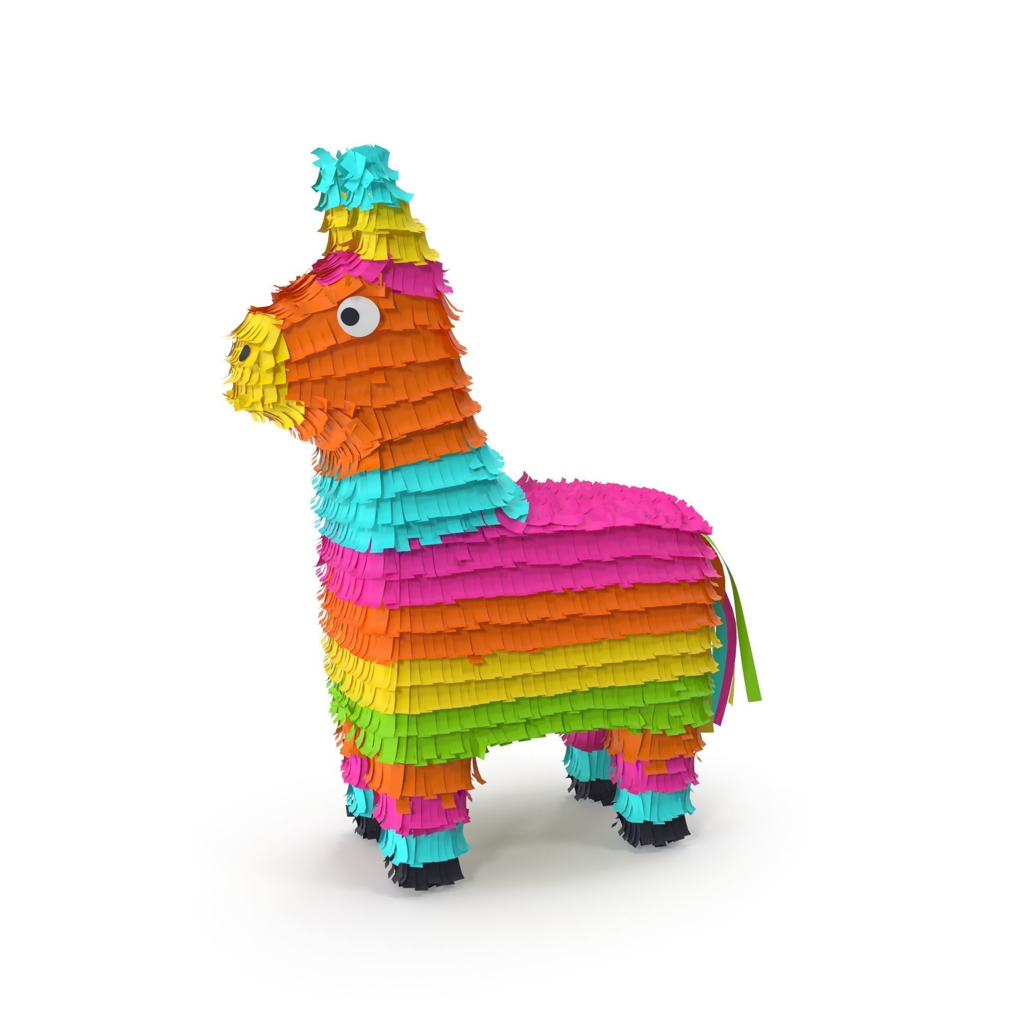 Traditional multi colored Mexican party pinata Donkey 3D model_6