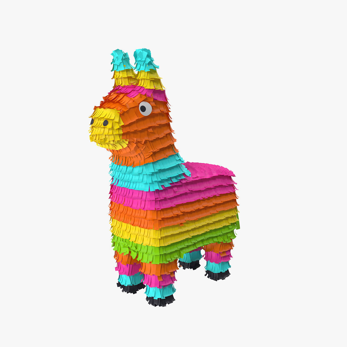 Traditional multi colored Mexican party pinata Donkey 3D model_2