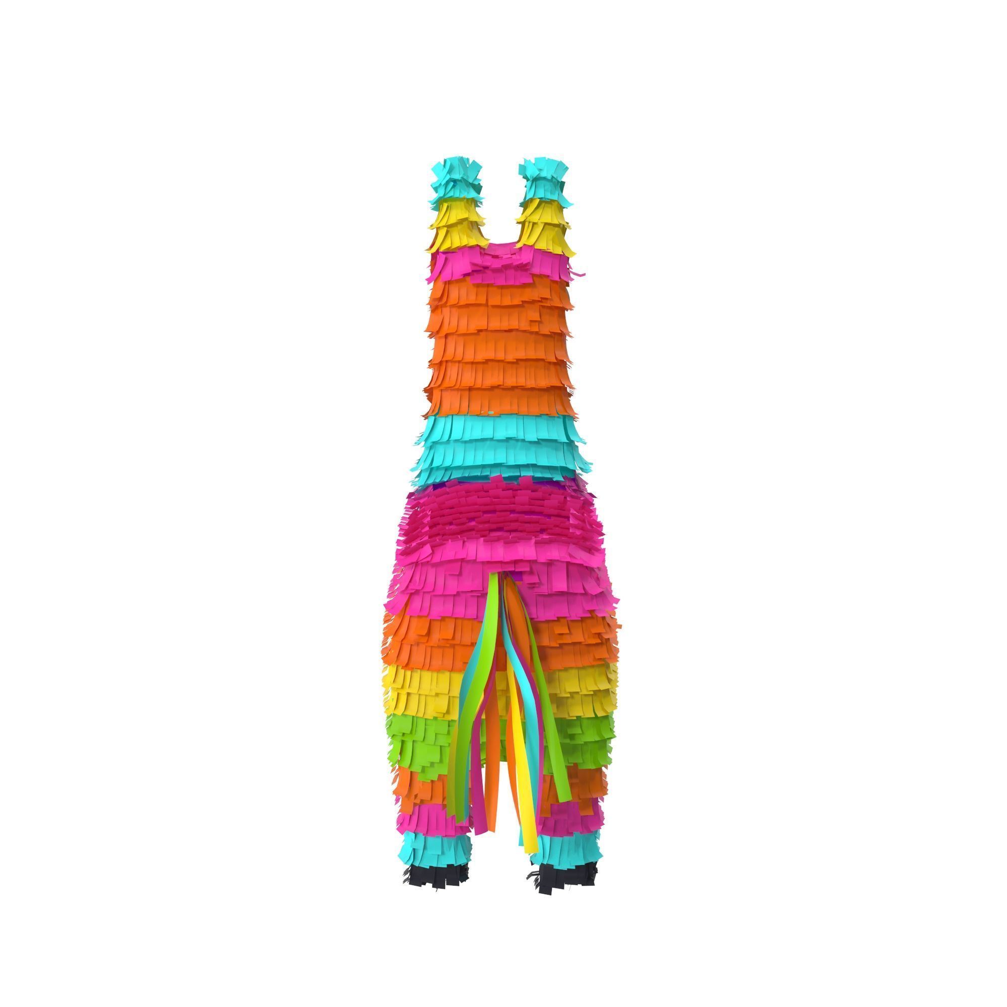 Traditional multi colored Mexican party pinata Donkey 3D model_4