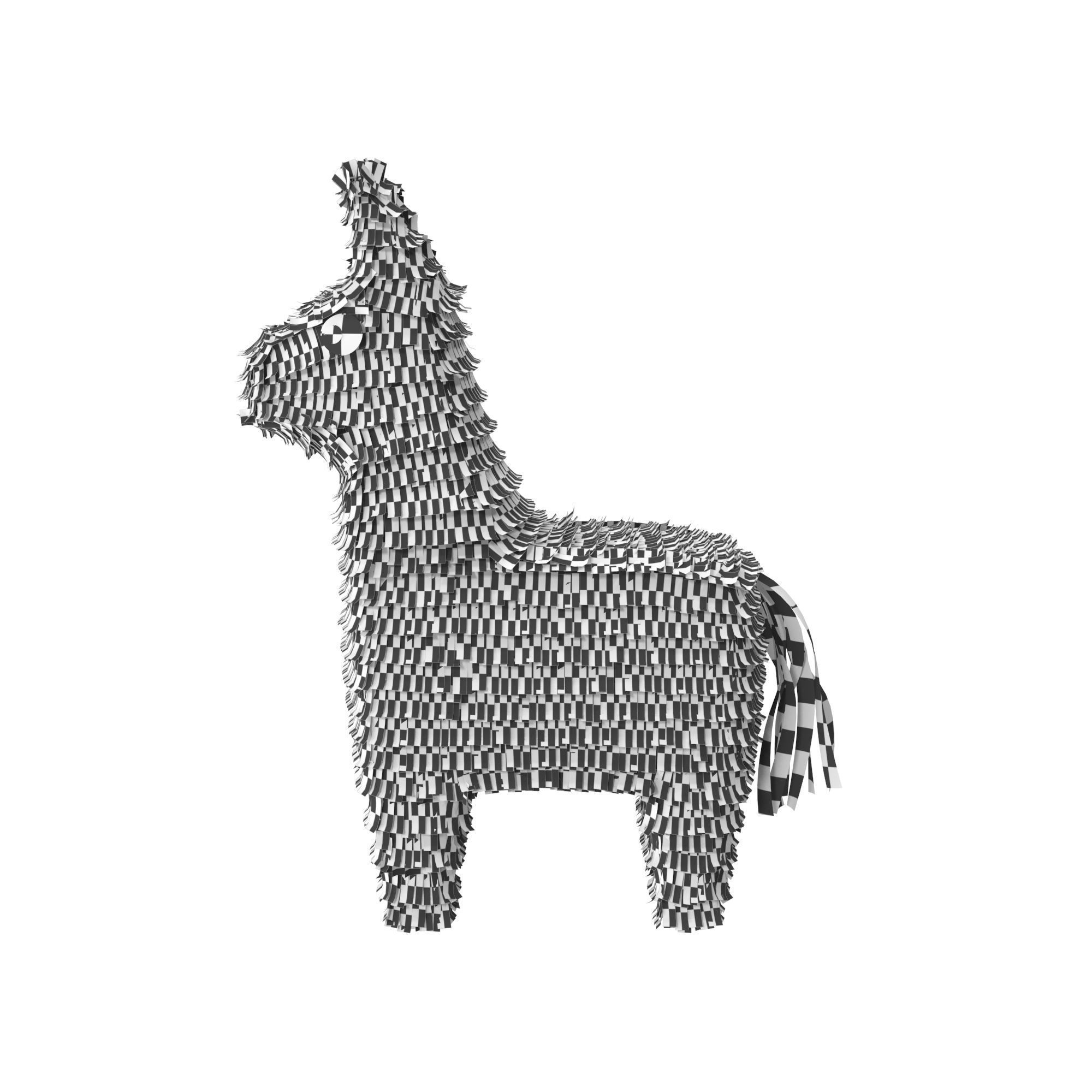 Traditional multi colored Mexican party pinata Donkey 3D model_7