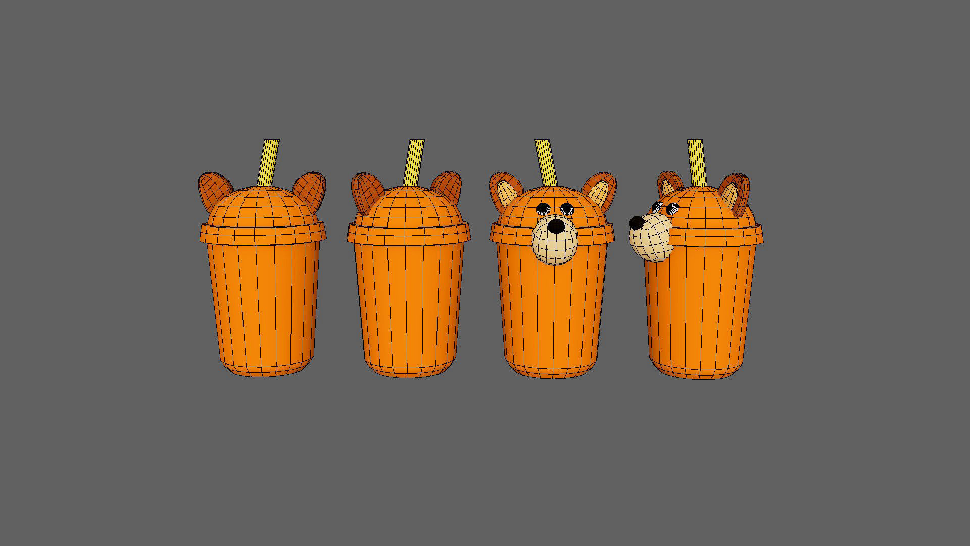 Fox with Bubble Tea Pack 03 Low-poly 3D model_6