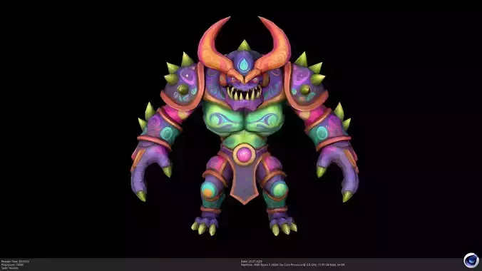 Stylized Neon Chaos Demon 3D Model - AI Low-poly 3D model