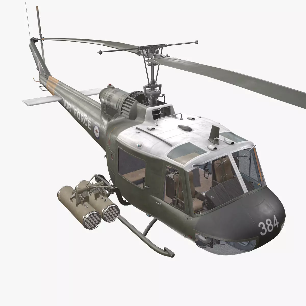 Bell UH-1C Australia RAAF Static Low-poly 3D model_0