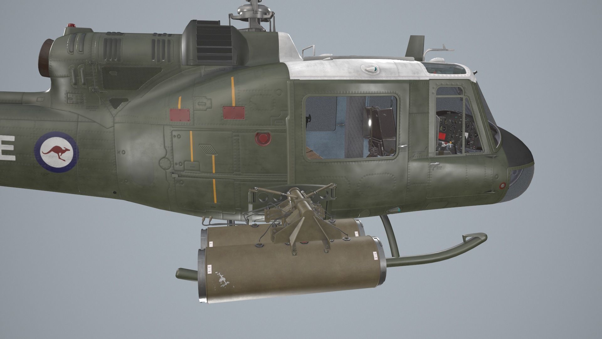 Bell UH-1C Australia RAAF Static Low-poly 3D model_3