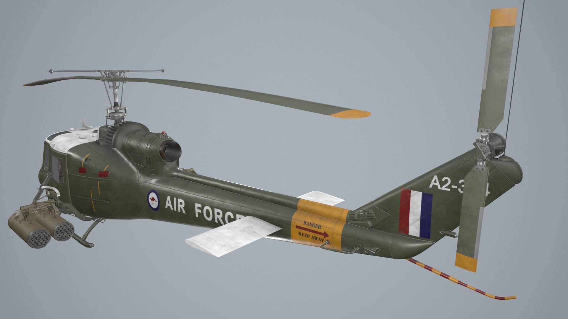 Bell UH-1C Australia RAAF Static Low-poly 3D model_2