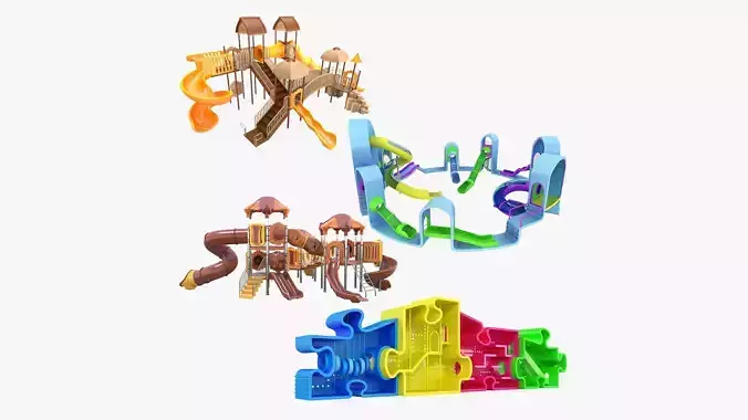 Outdoor Playground for Children 3D Model Collection