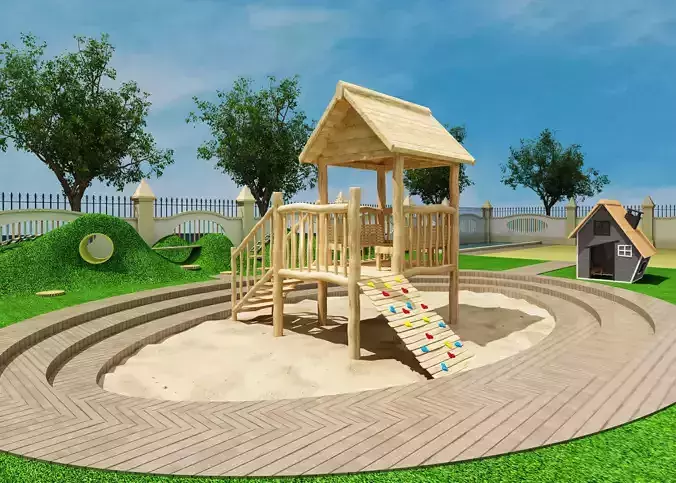 Wooden slides in amusement parks