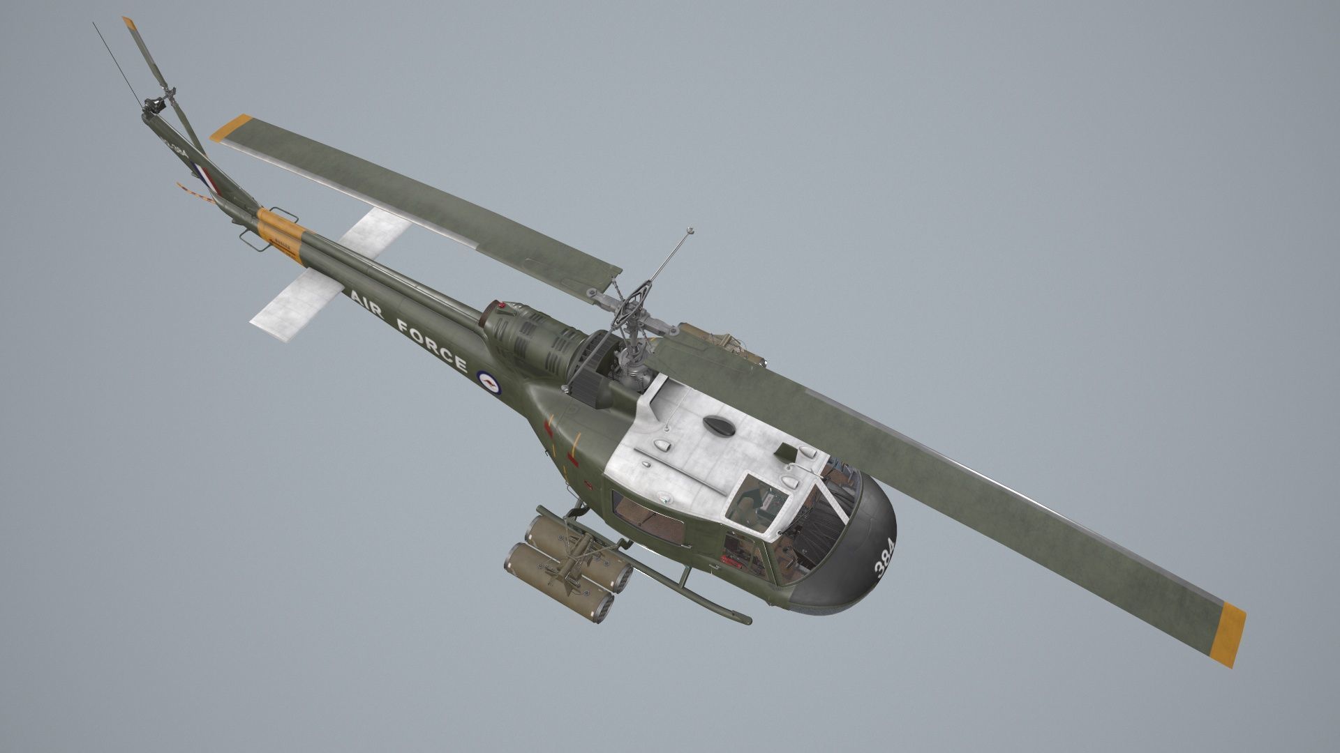 Bell UH-1C Australia RAAF Complex Animation Low-poly 3D model_13