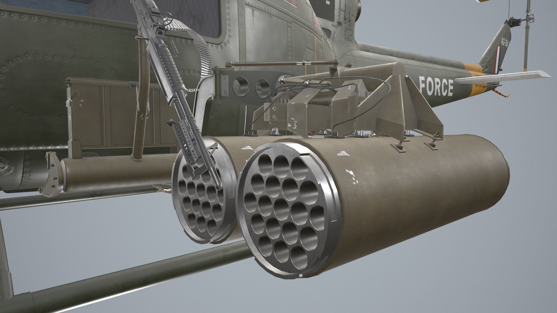 Bell UH-1C Australia RAAF Complex Animation Low-poly 3D model_20