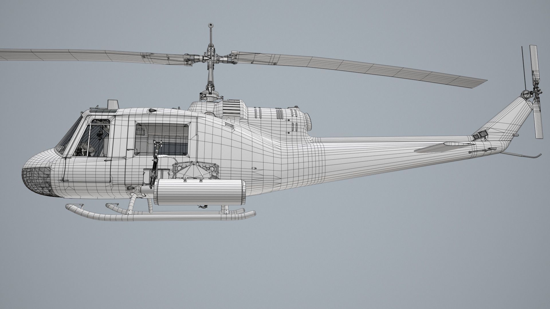 Bell UH-1C Australia RAAF Complex Animation Low-poly 3D model_36