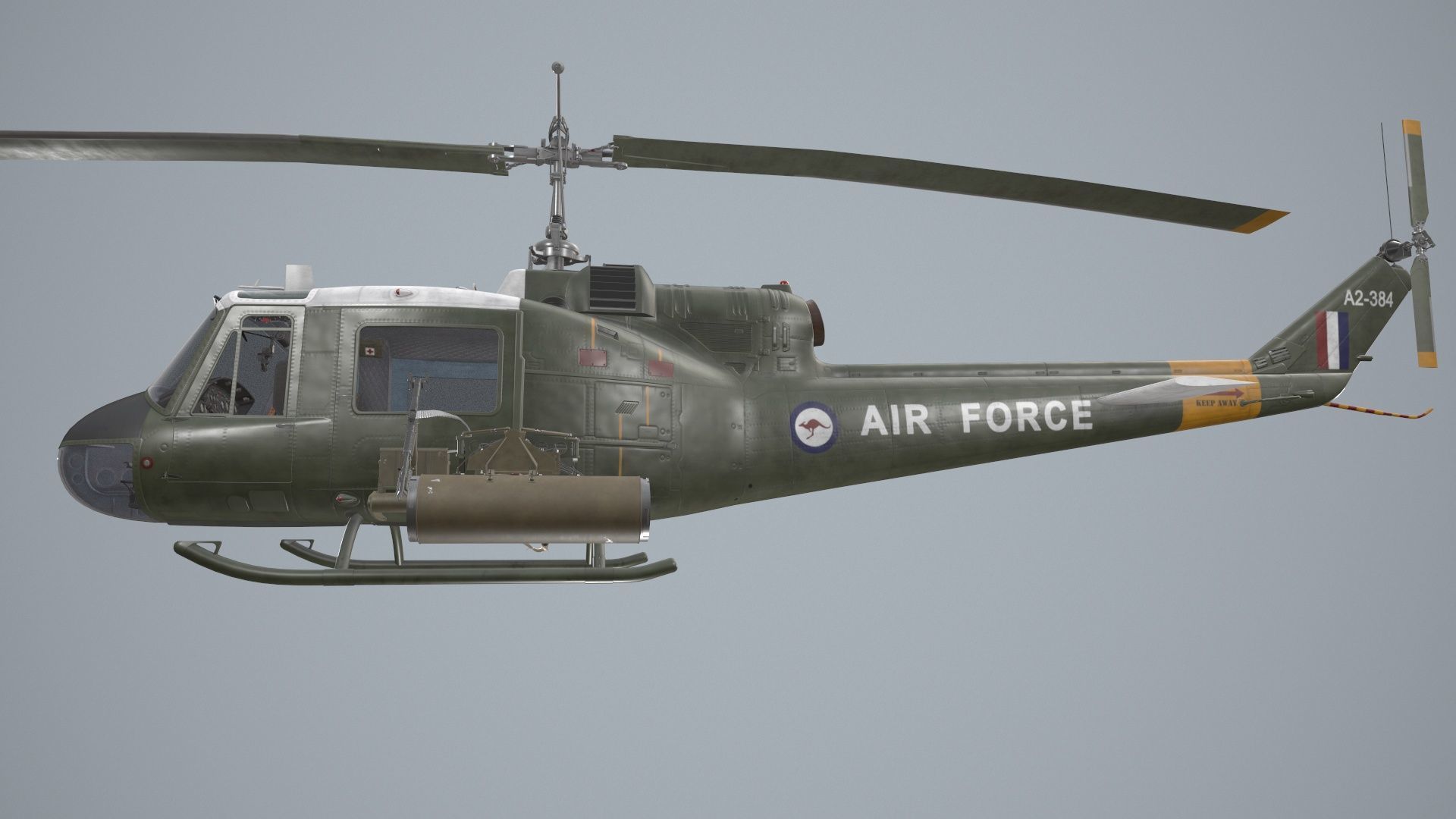 Bell UH-1C Australia RAAF Complex Animation Low-poly 3D model_19