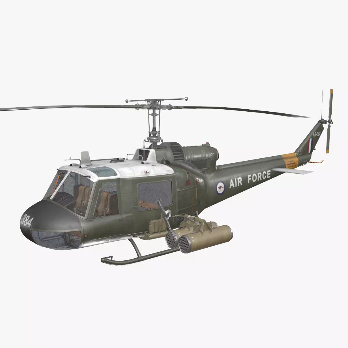 Bell UH-1C Australia RAAF Complex Animation Low-poly 3D model_0