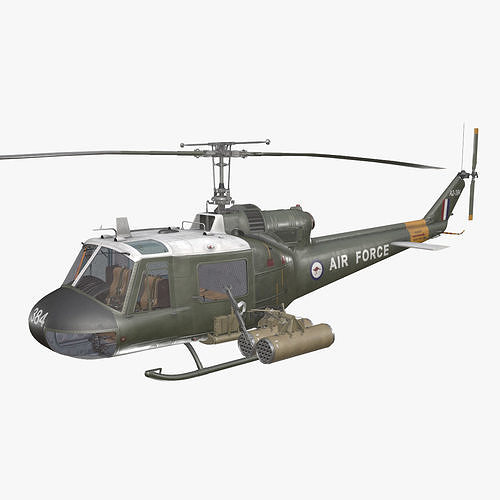 Bell UH-1C Australia RAAF Complex Animation Low-poly 3D model