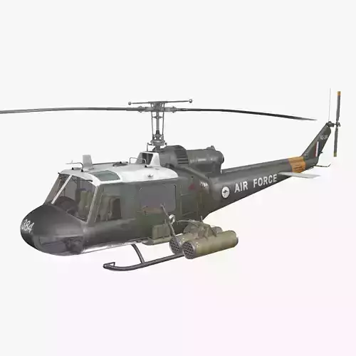 Bell UH-1C Australia RAAF Complex Animation Low-poly 3D model