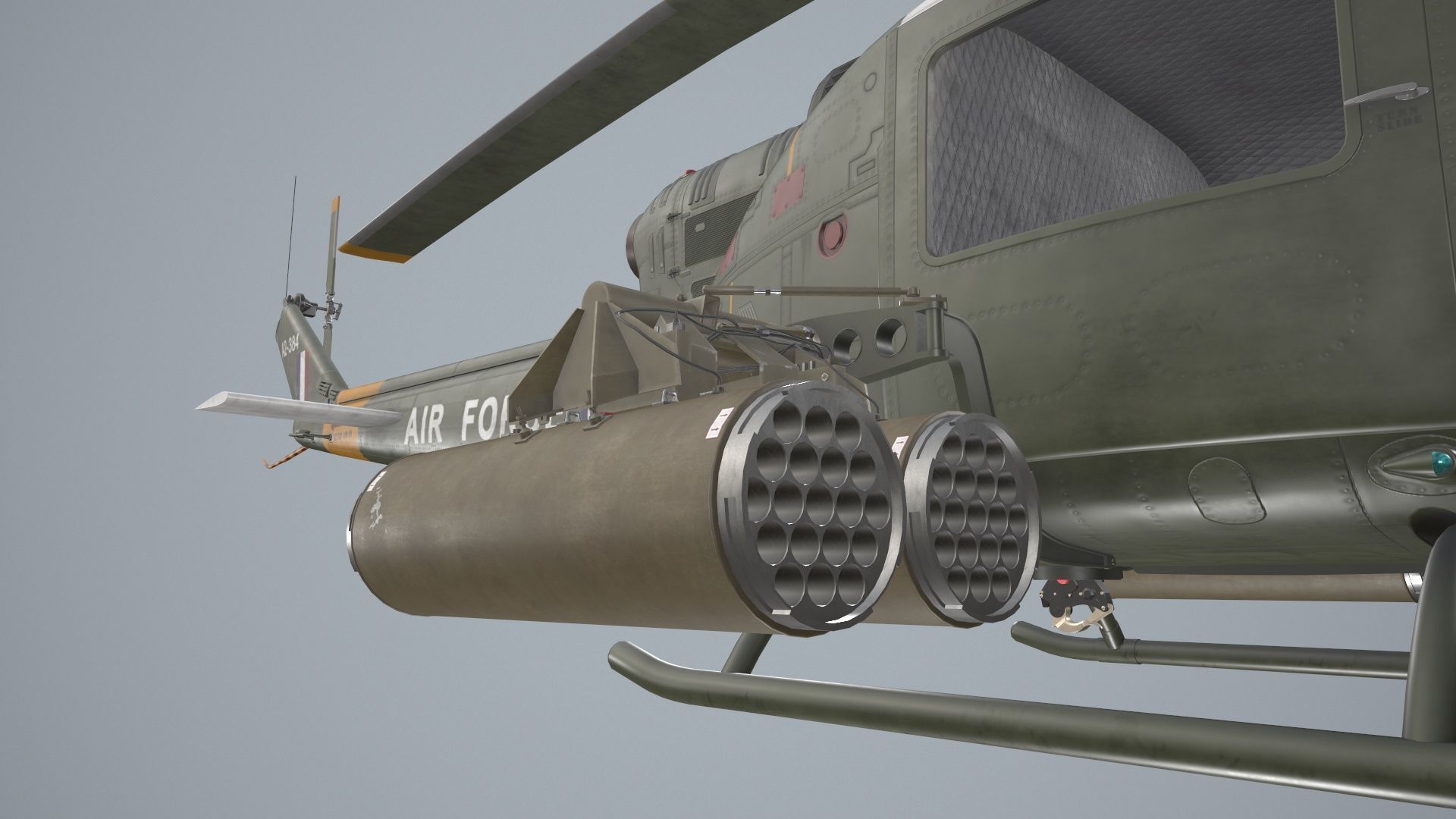 Bell UH-1C Australia RAAF Complex Animation Low-poly 3D model_15