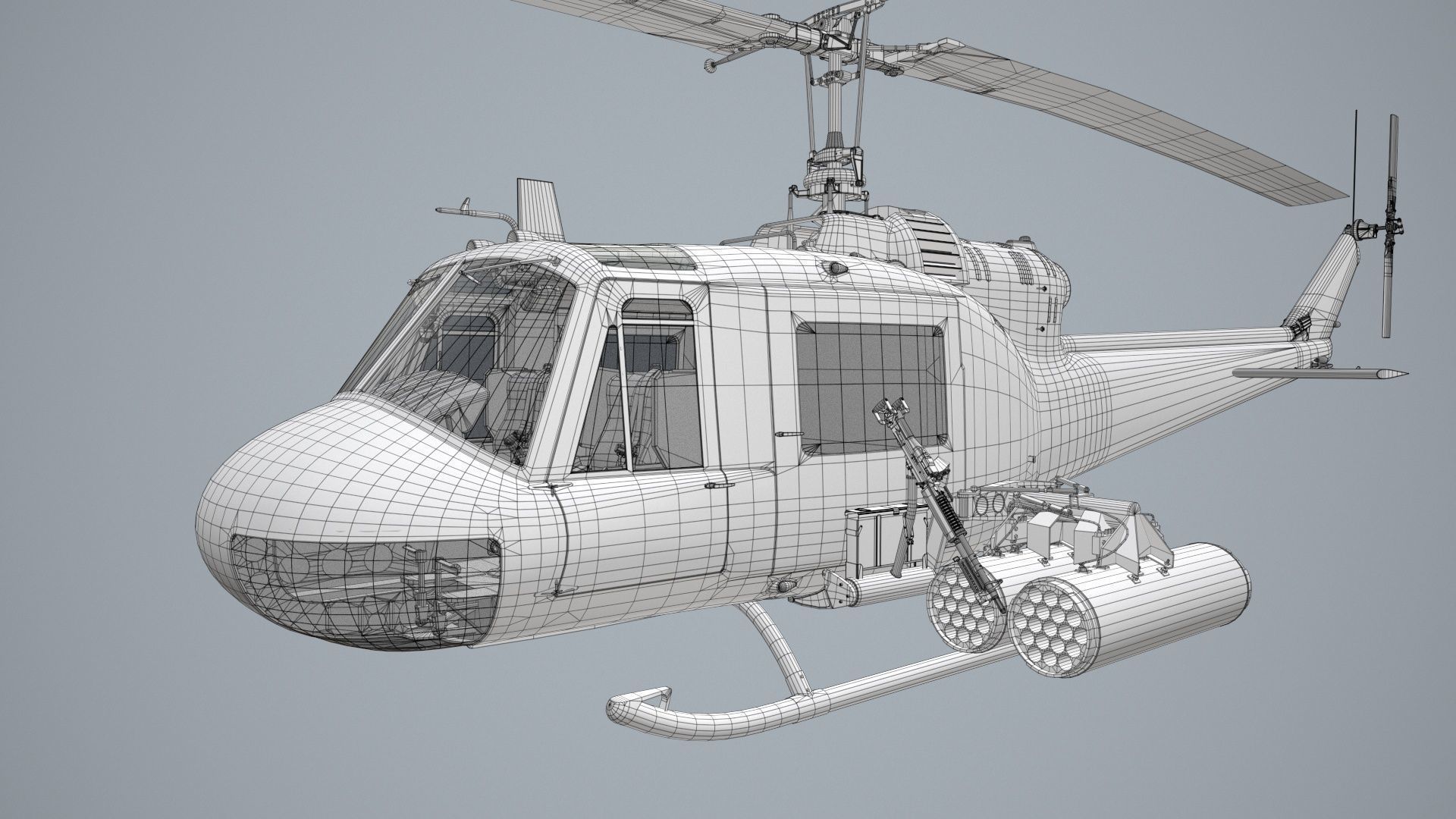 Bell UH-1C Australia RAAF Complex Animation Low-poly 3D model_26