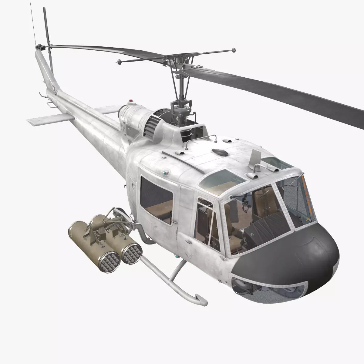 Bell UH-1C Blank Livery Static Low-poly 3D model_0