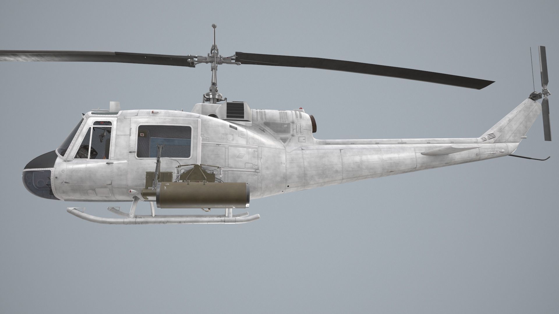 Bell UH-1C Blank Livery Static Low-poly 3D model_13