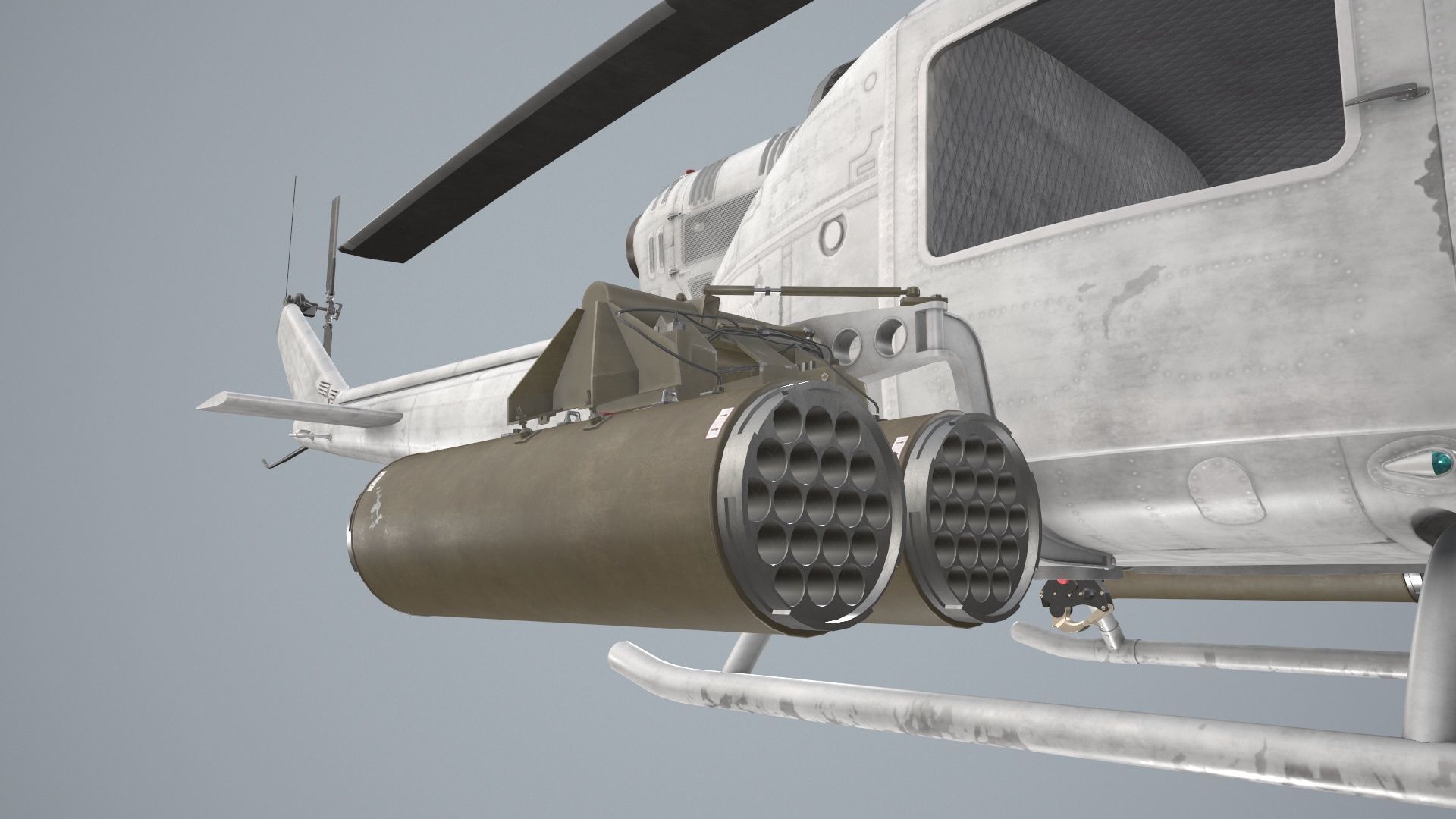 Bell UH-1C Blank Livery Static Low-poly 3D model_9