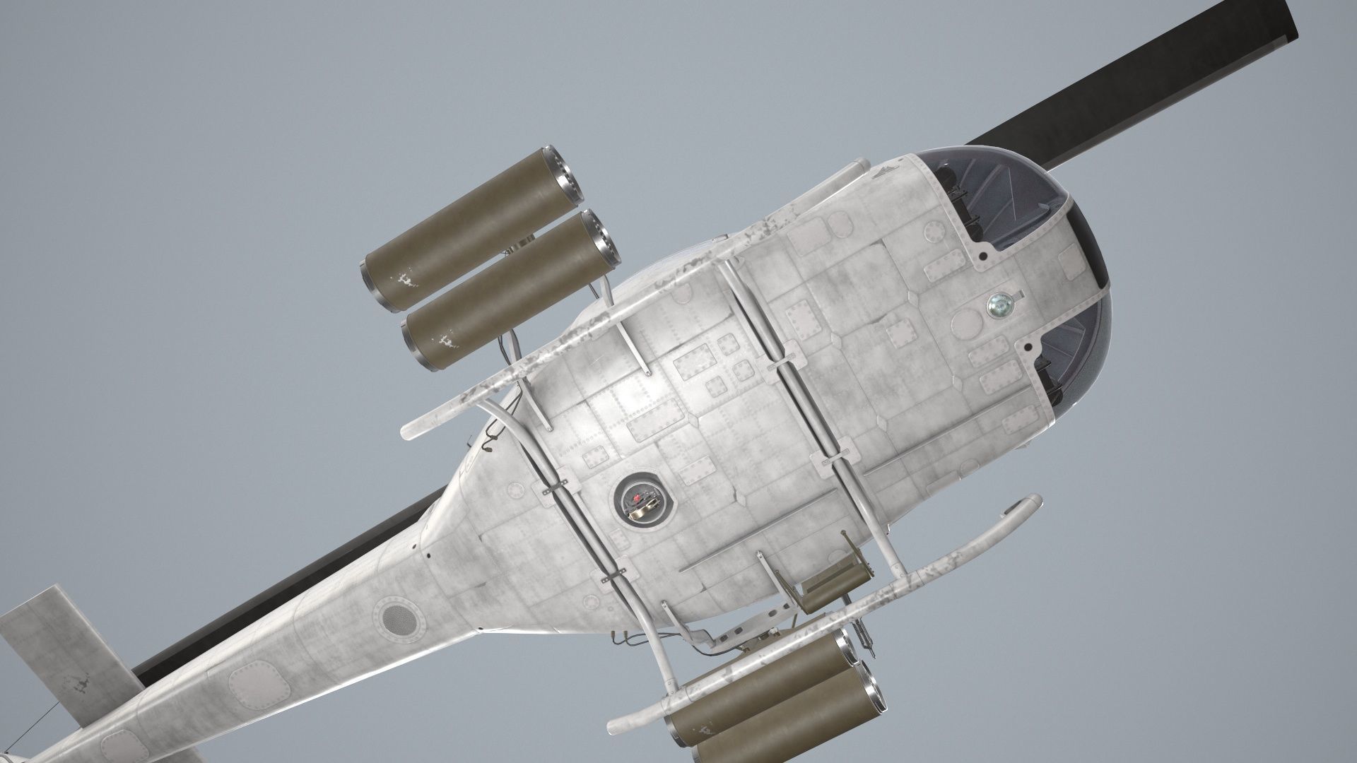 Bell UH-1C Blank Livery Static Low-poly 3D model_8