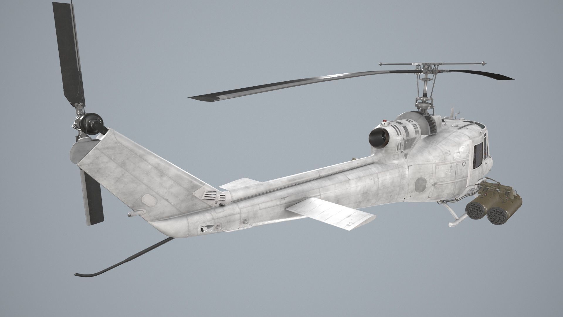 Bell UH-1C Blank Livery Static Low-poly 3D model_5