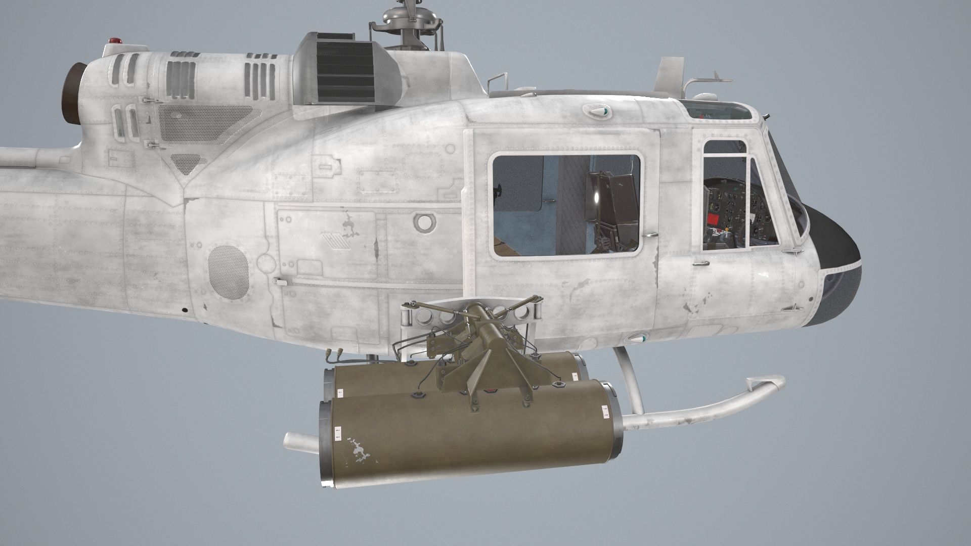 Bell UH-1C Blank Livery Static Low-poly 3D model_6