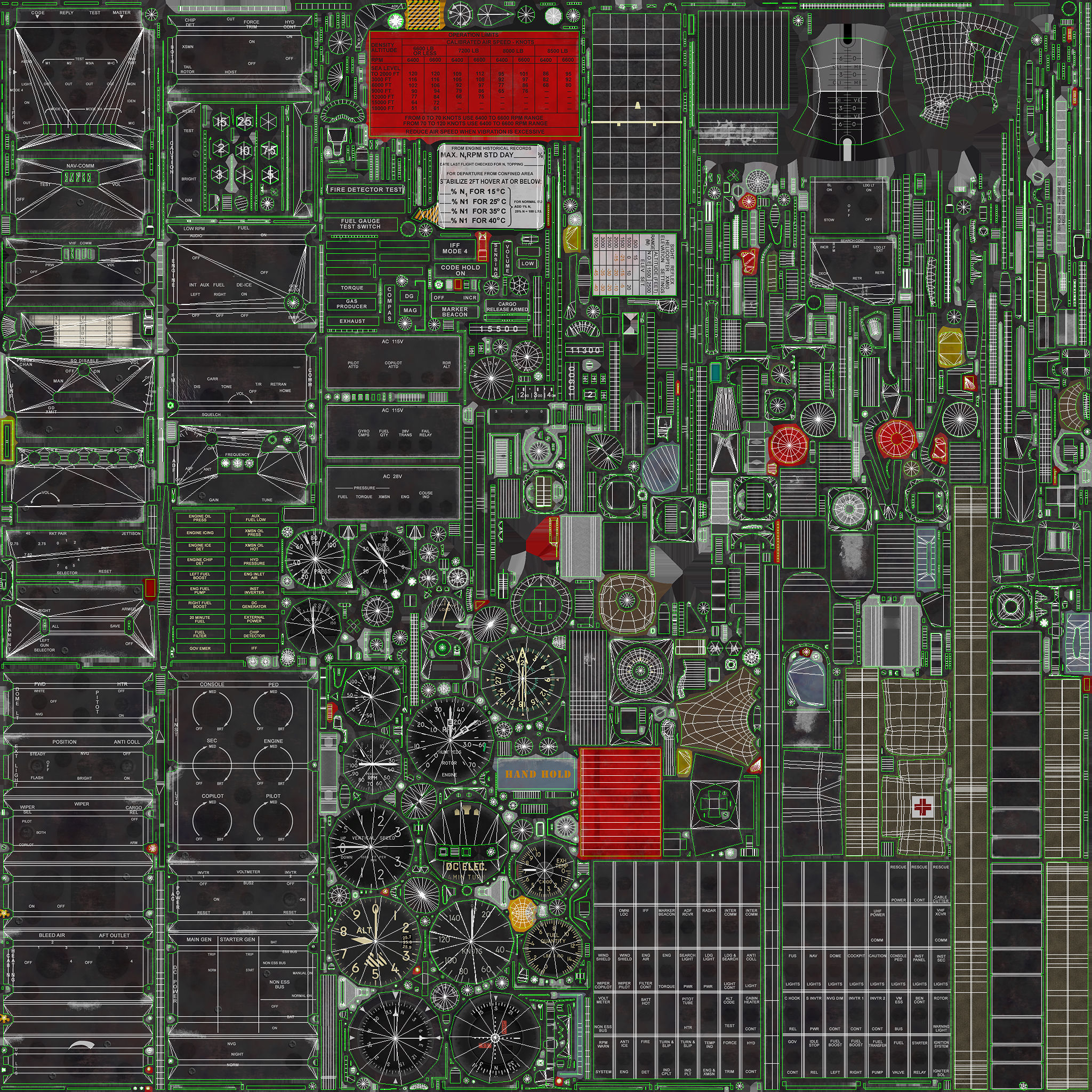 Bell UH-1C Blank Livery Static Low-poly 3D model_44