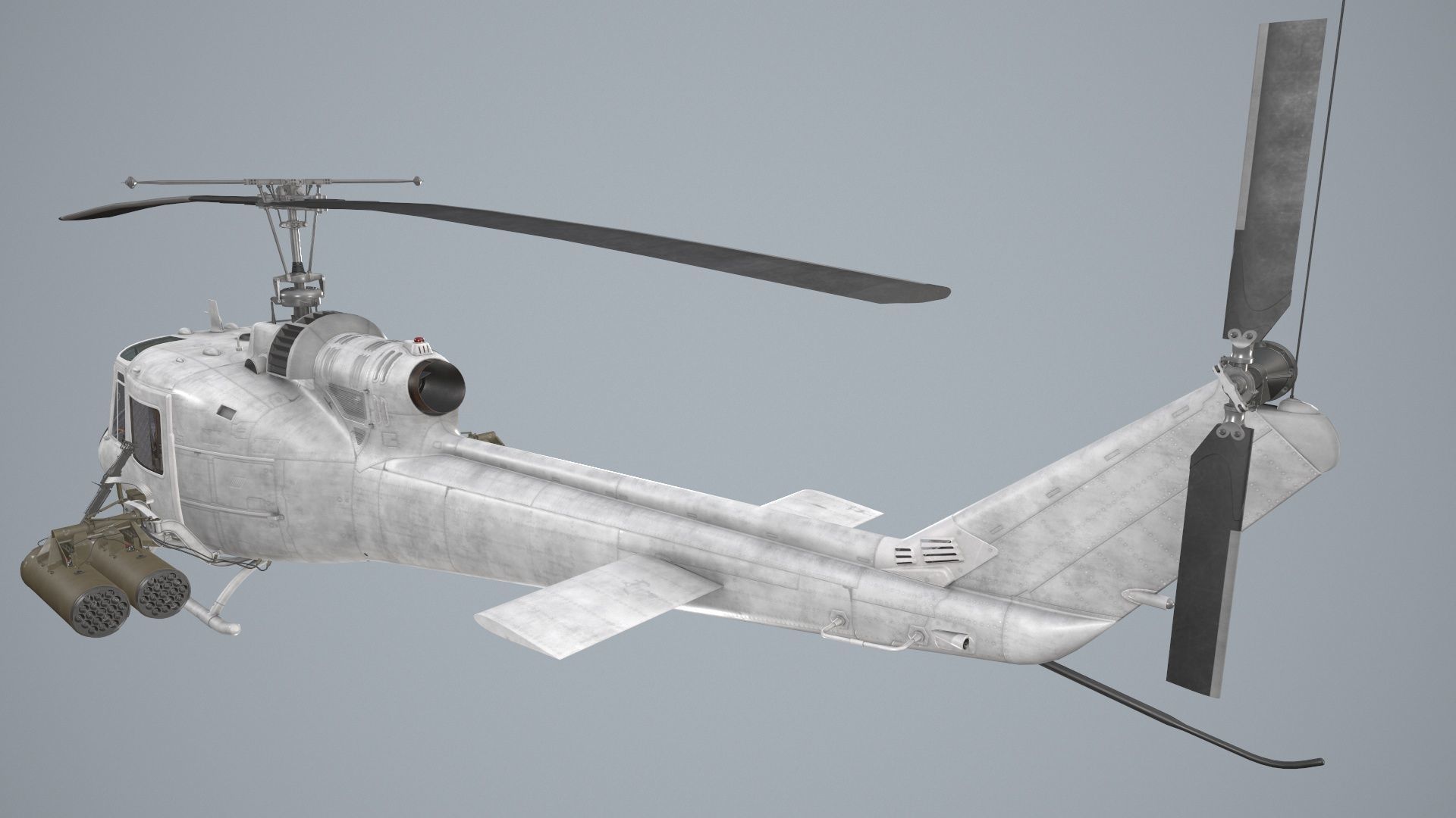 Bell UH-1C Blank Livery Static Low-poly 3D model_4