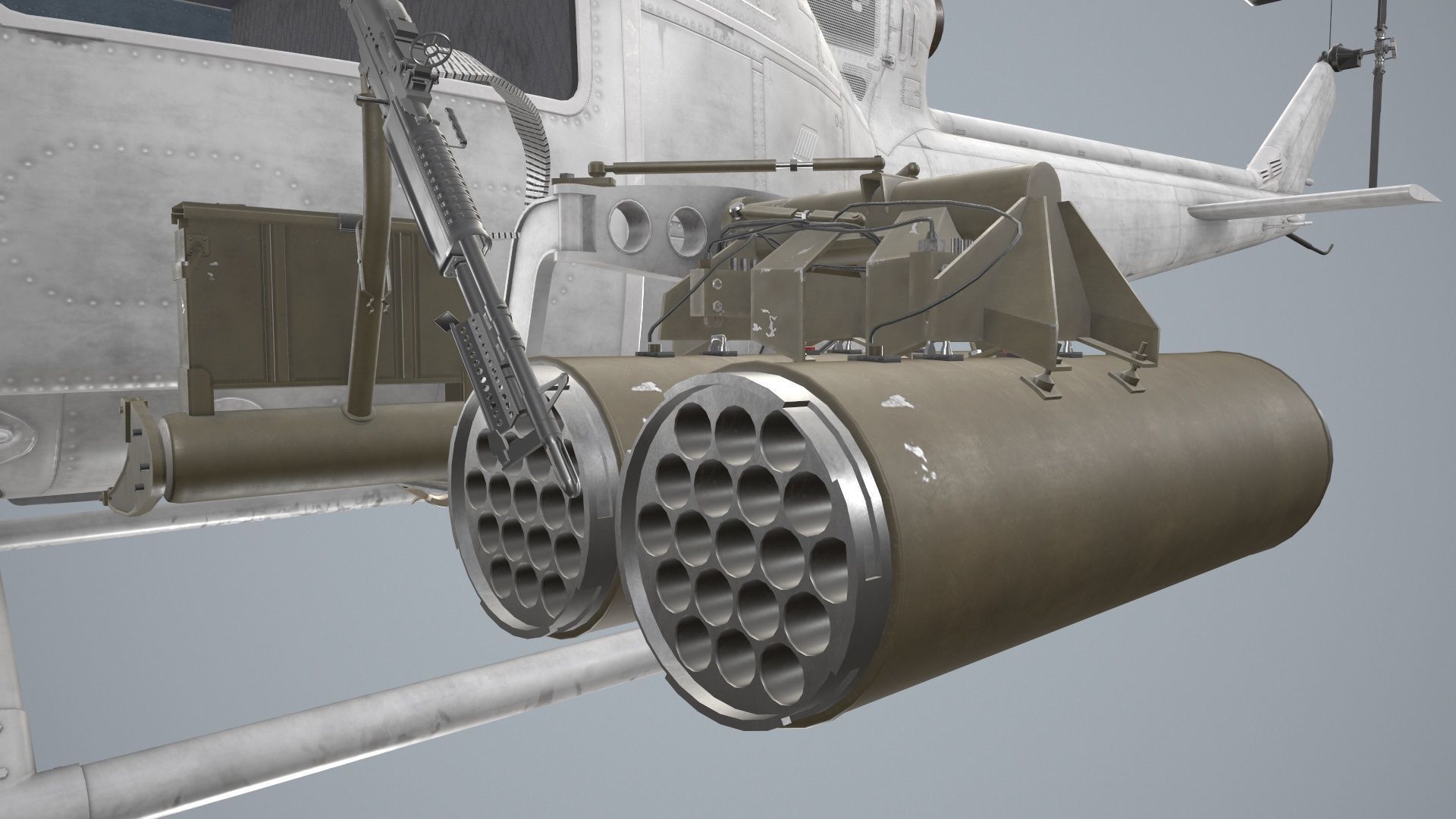 Bell UH-1C Blank Livery Static Low-poly 3D model_21