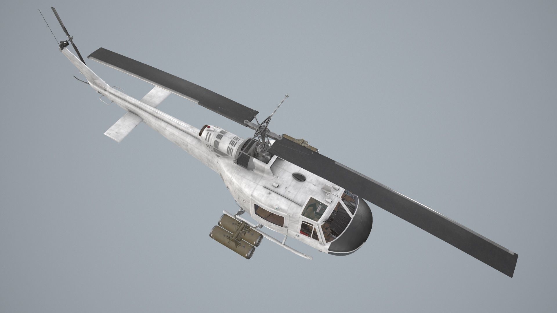 Bell UH-1C Blank Livery Static Low-poly 3D model_7