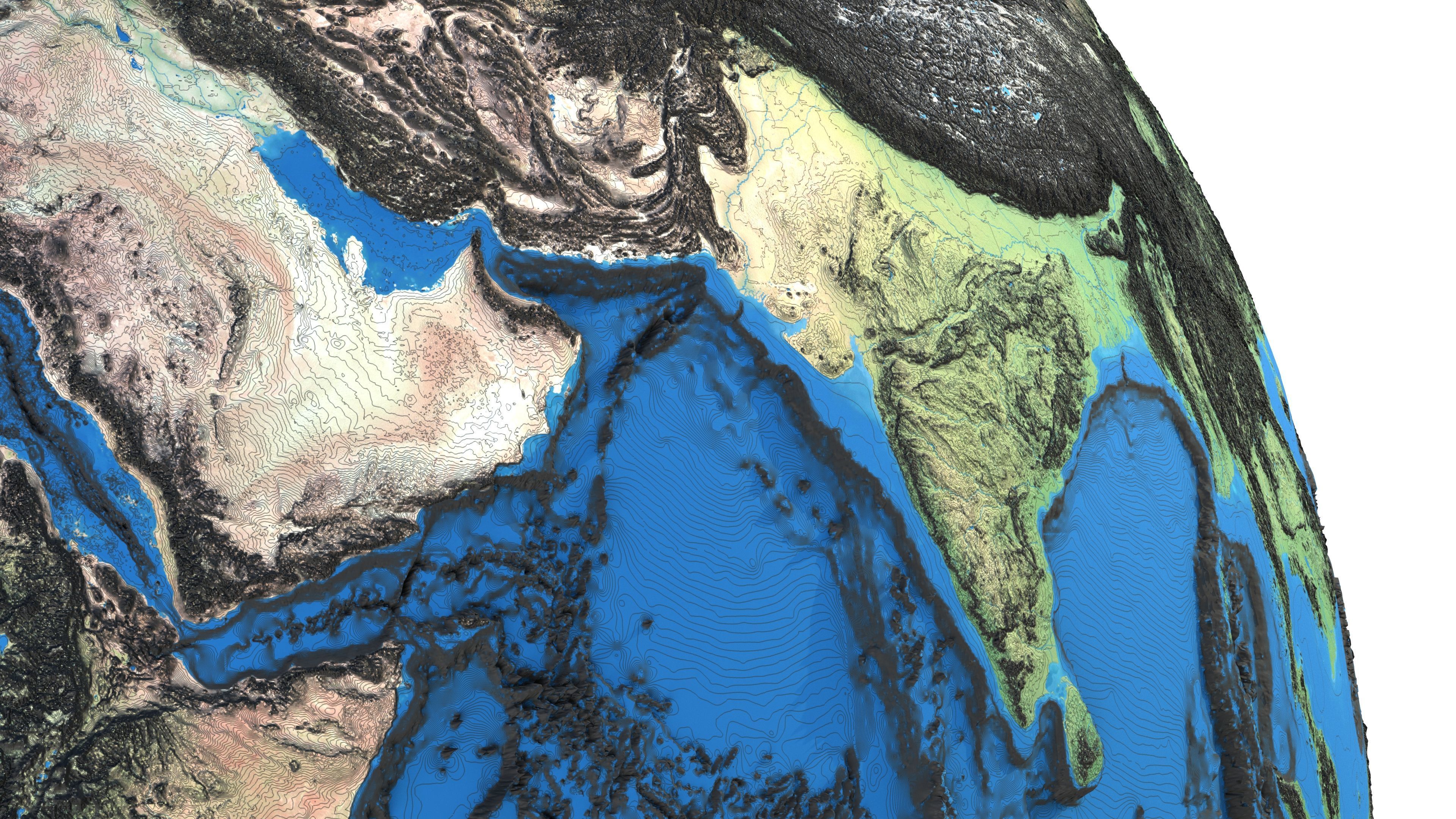 Earth Contours Map Globe Low-poly 3D model_8