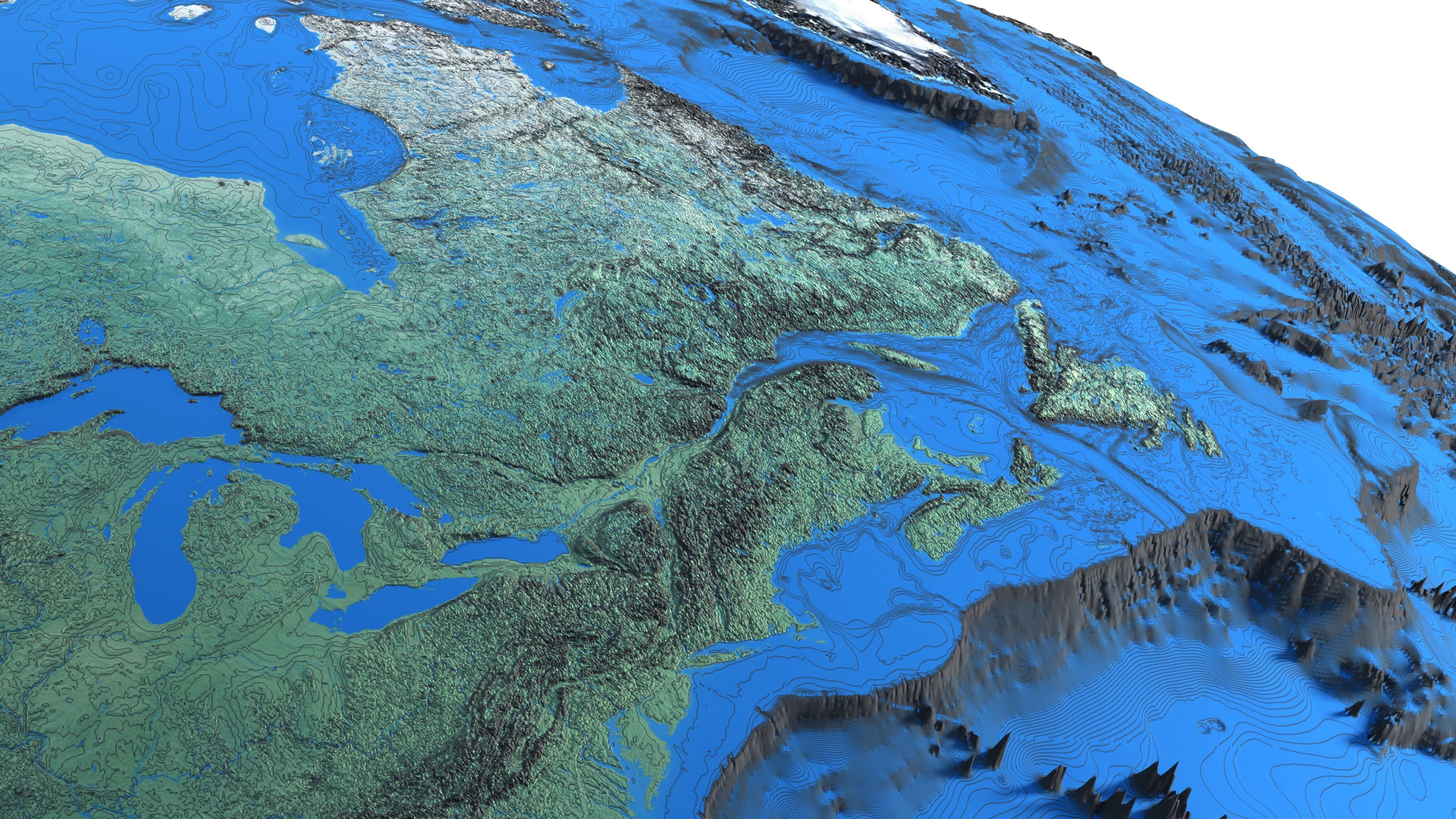 Earth Contours Map Globe Low-poly 3D model_6