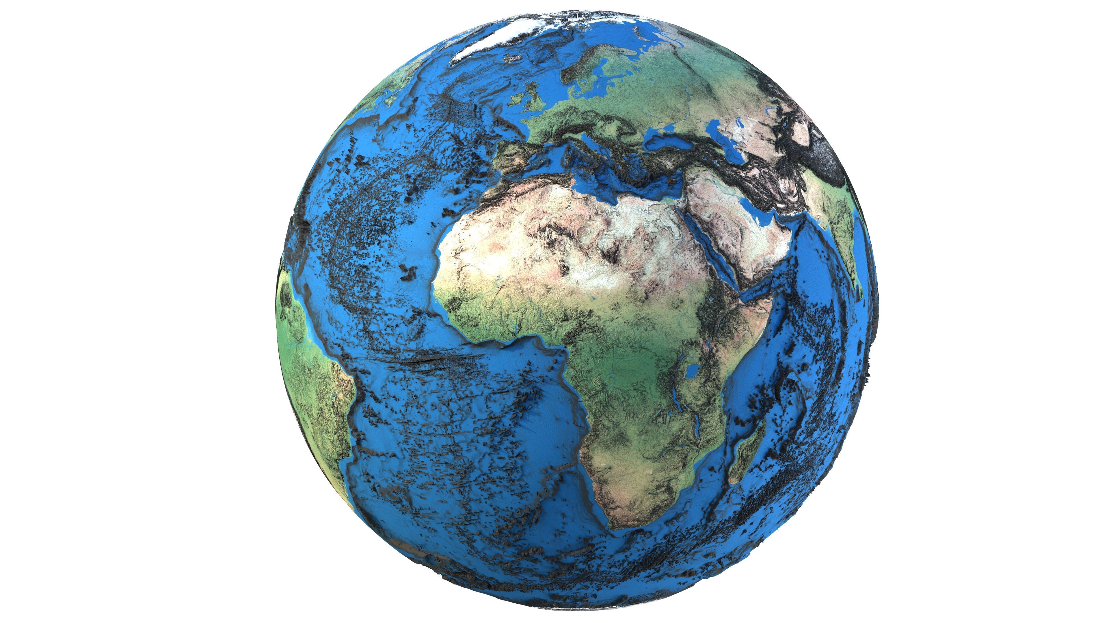 Earth Contours Map Globe Low-poly 3D model_2