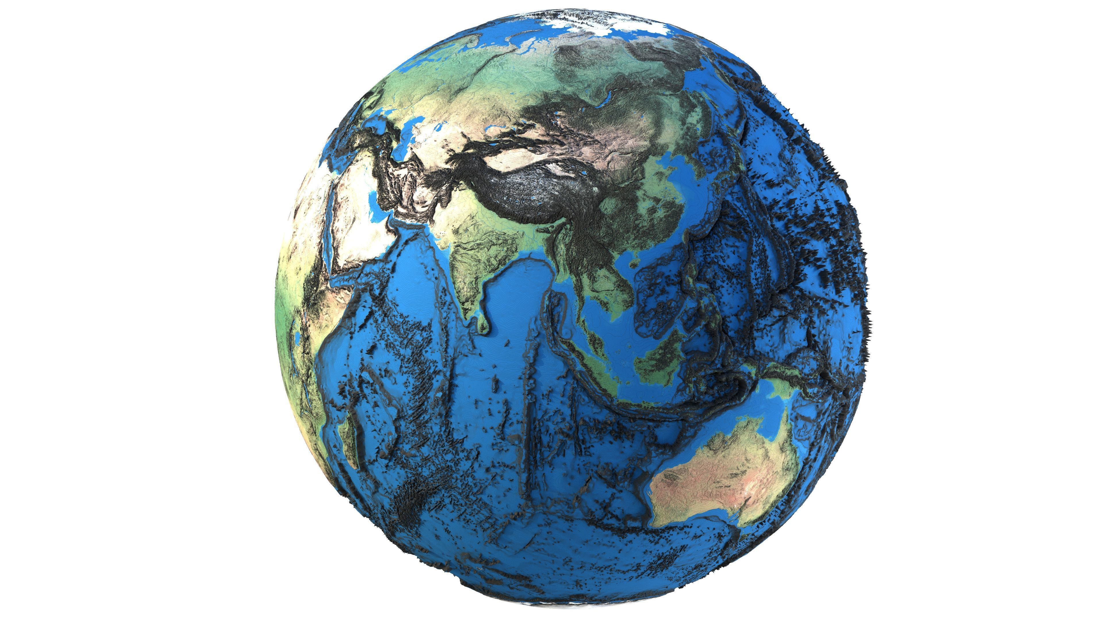 Earth Contours Map Globe Low-poly 3D model_3