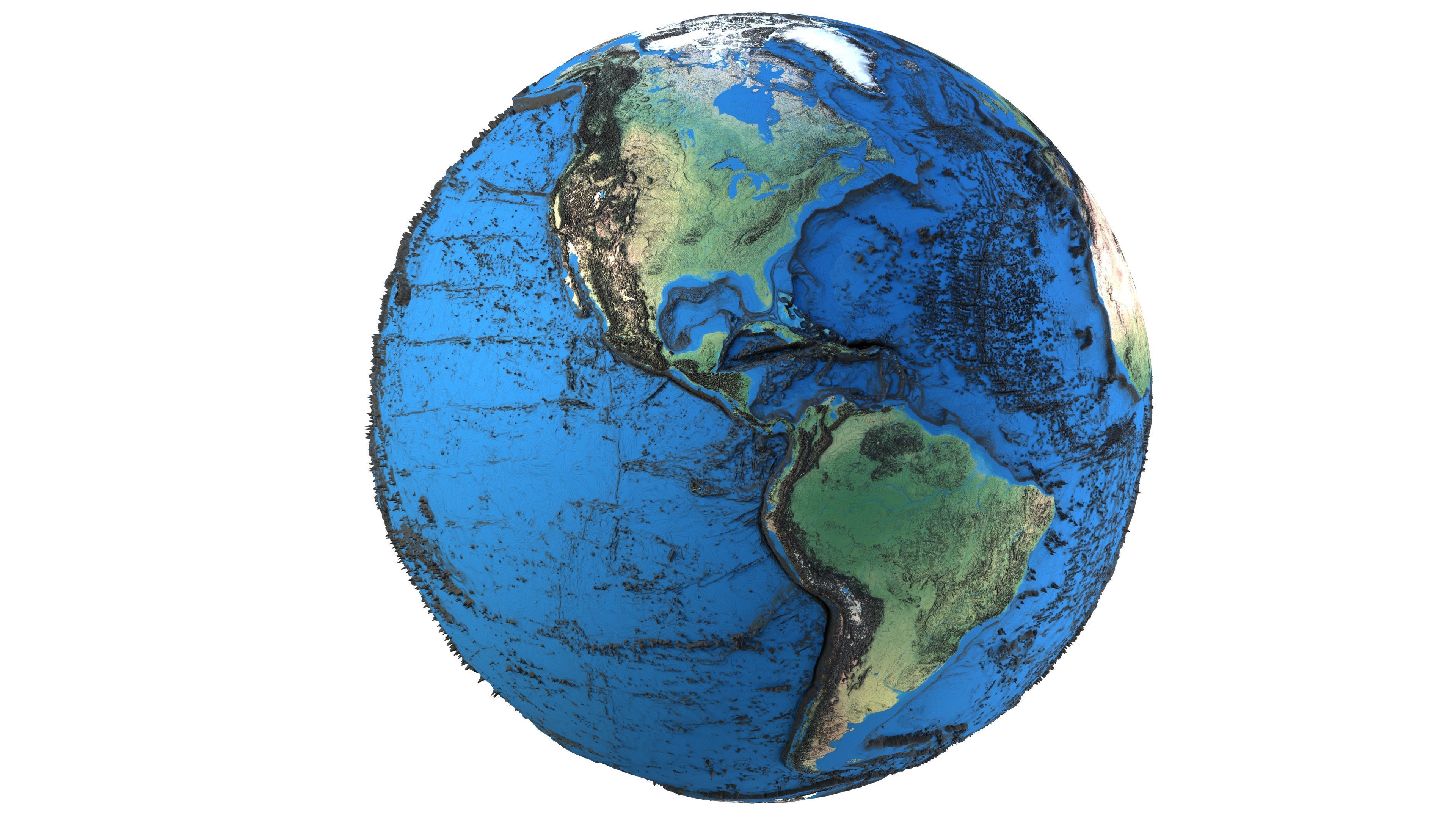 Earth Contours Map Globe Low-poly 3D model_1