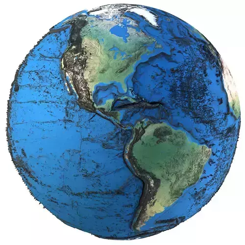 Earth Contours Map Globe Low-poly 3D model