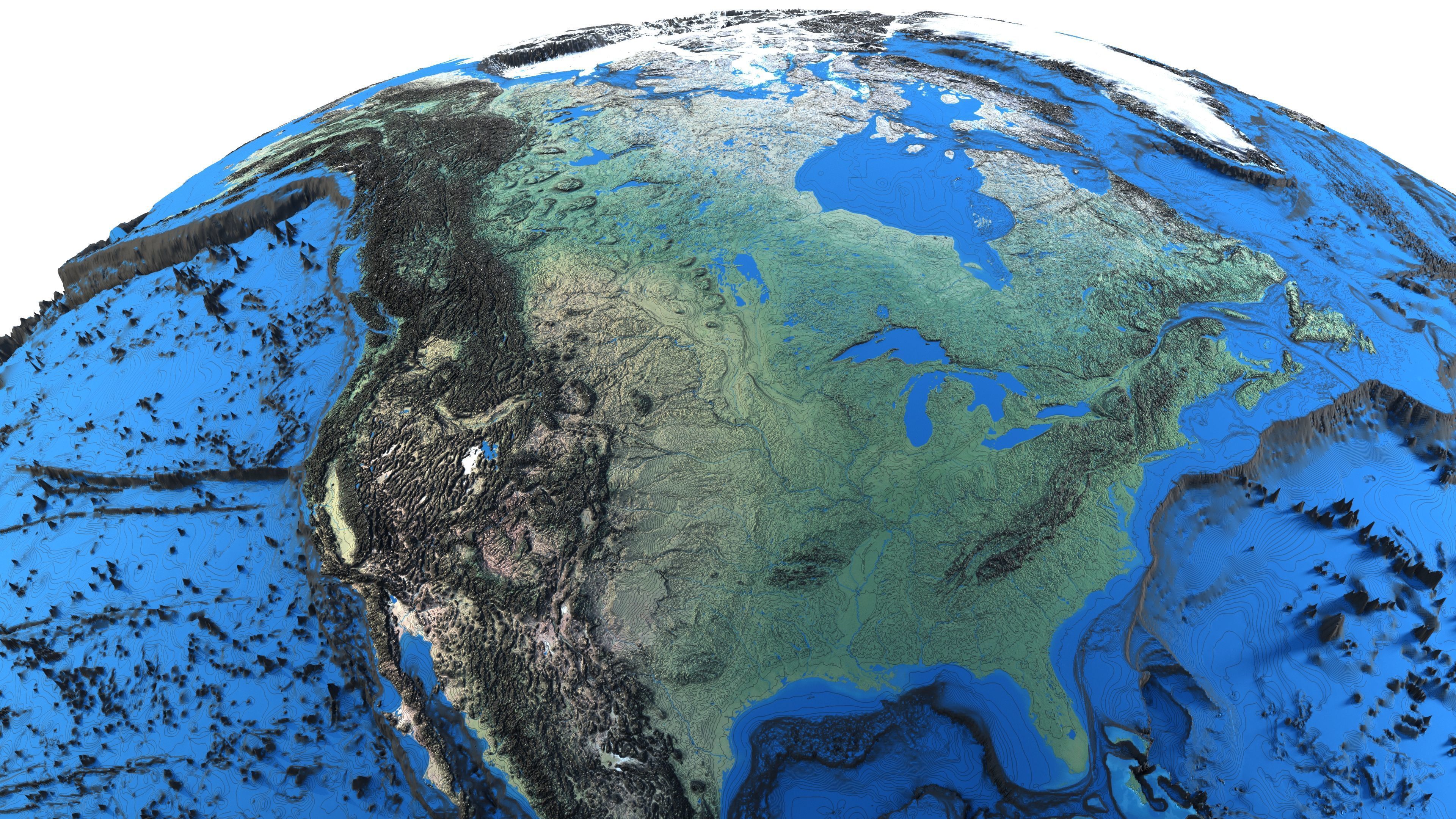 Earth Contours Map Globe Low-poly 3D model_5