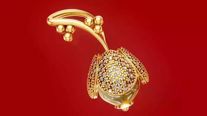 Pearl Pave Petal diamond Pendant