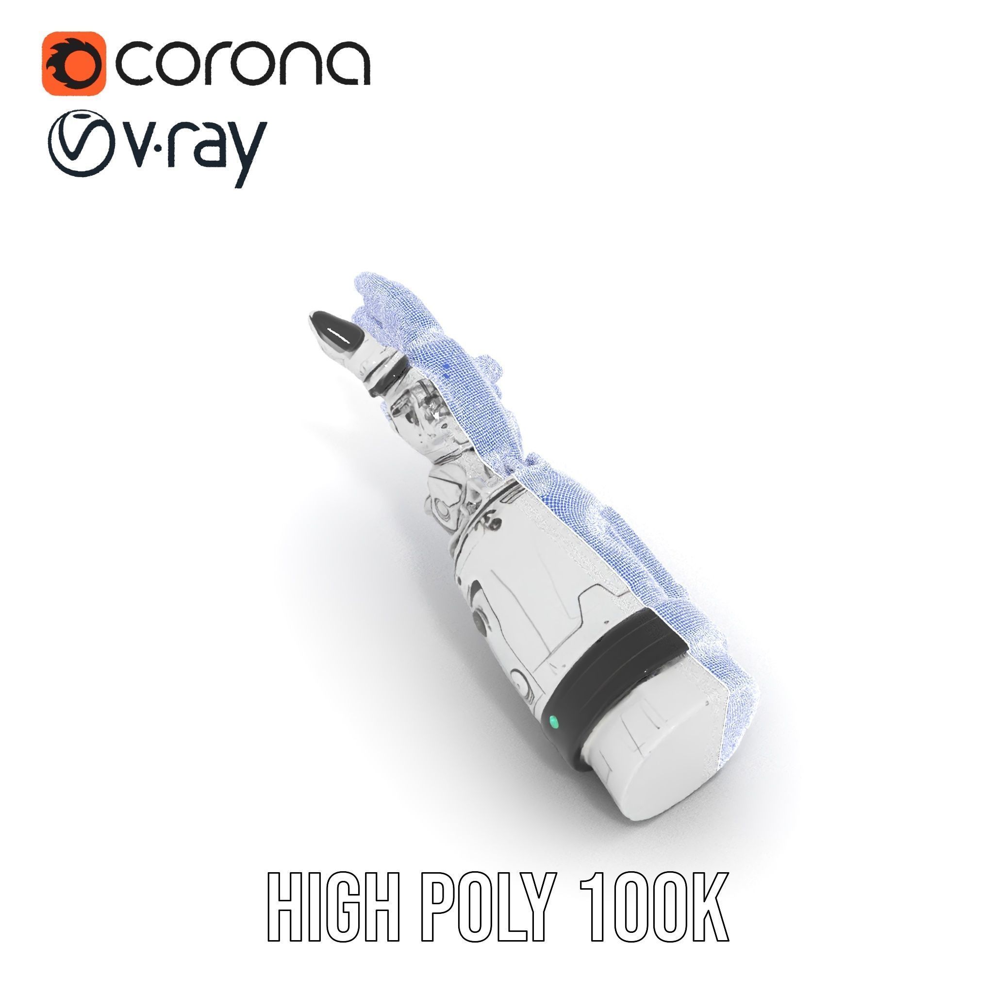 Futuristic Robotic Hand Model Pack with PBR Textures Low-poly 3D model_34