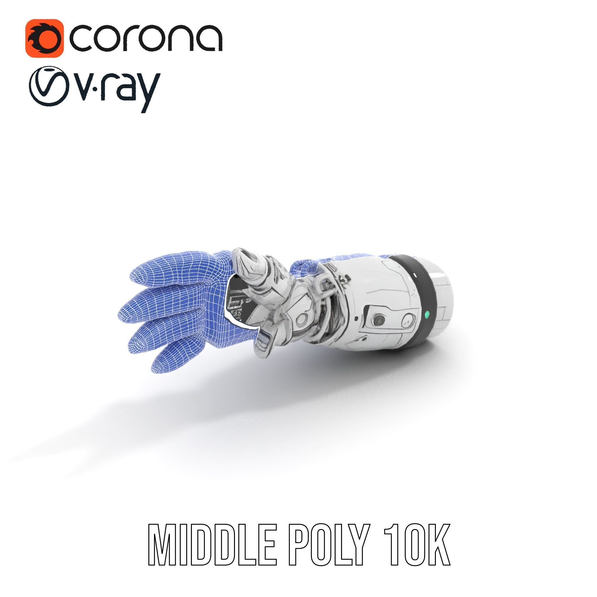 Futuristic Robotic Hand Model Pack with PBR Textures Low-poly 3D model_31