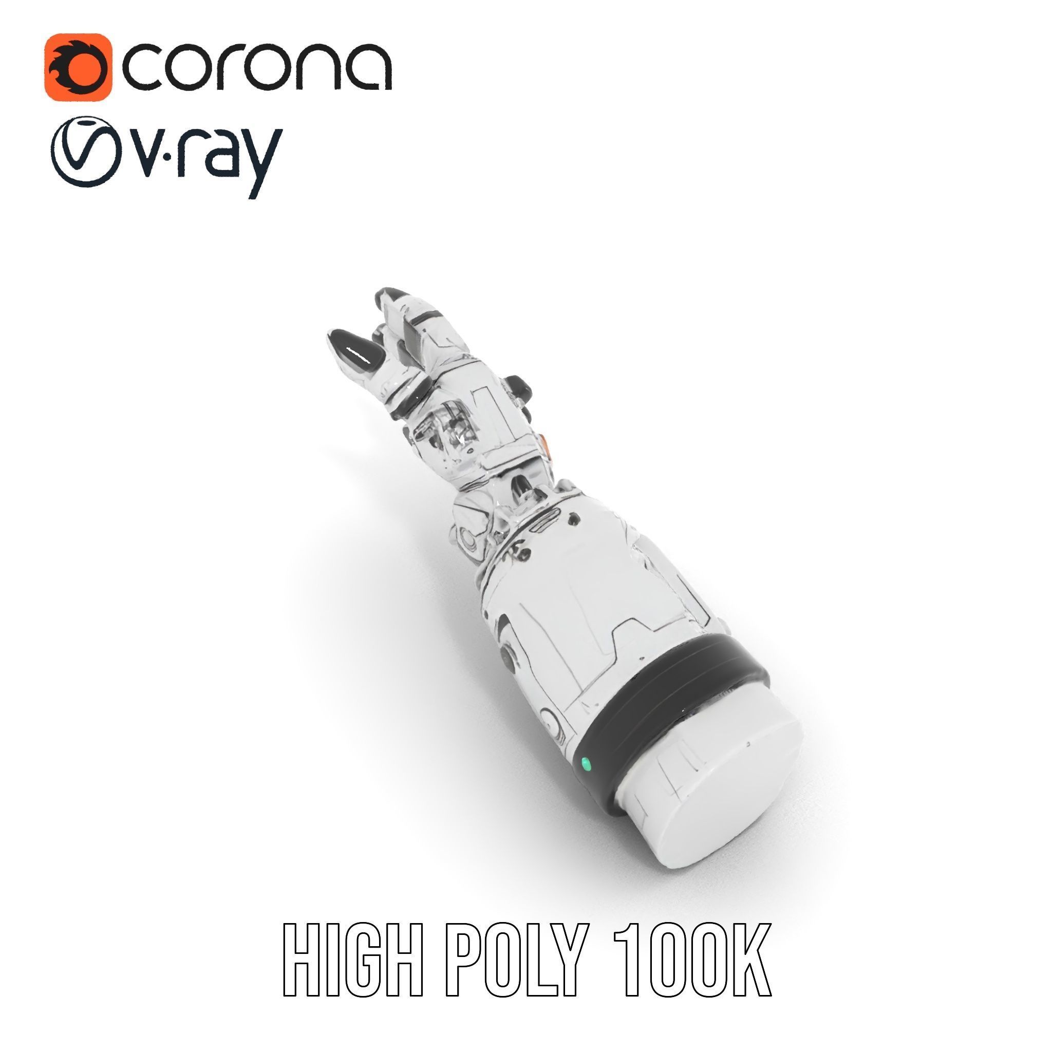 Futuristic Robotic Hand Model Pack with PBR Textures Low-poly 3D model_24