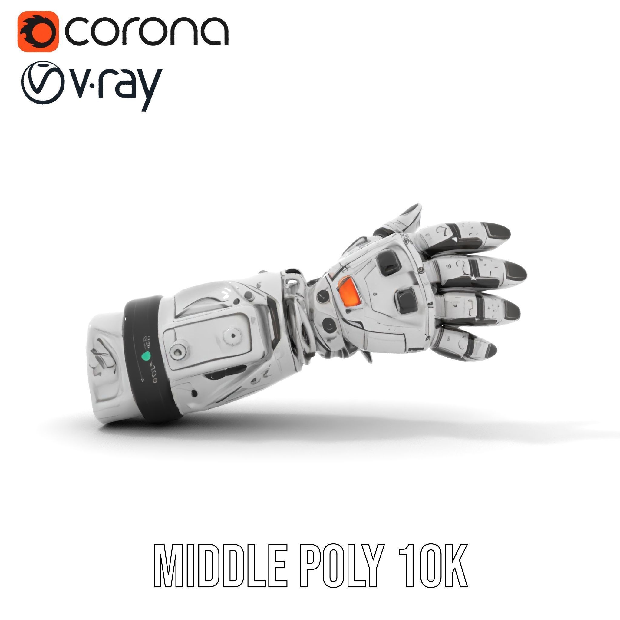 Futuristic Robotic Hand Model Pack with PBR Textures Low-poly 3D model_19