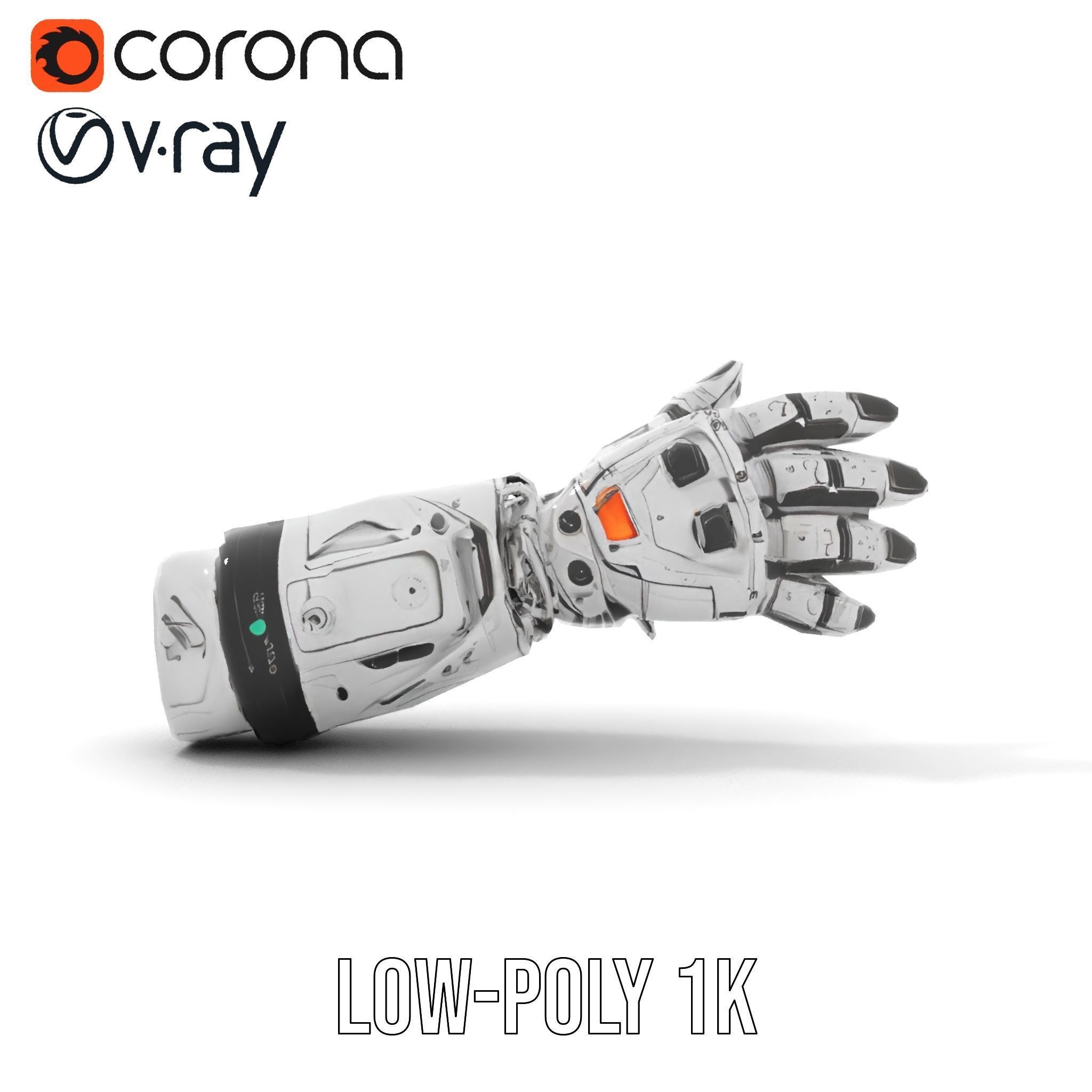 Futuristic Robotic Hand Model Pack with PBR Textures Low-poly 3D model_18