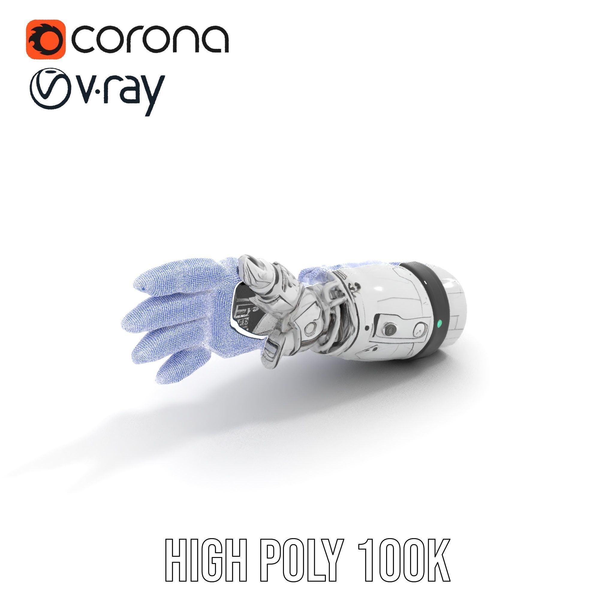 Futuristic Robotic Hand Model Pack with PBR Textures Low-poly 3D model_33